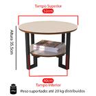 Mesa De Centro Redonda Mesinha Multiuso Lateral Canto Sala Qu