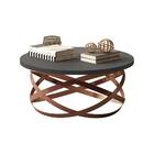 Mesa De Centro Redonda Ônix Com Pés De Ferro Bronze Jb 8045 -