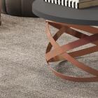 Mesa De Centro Redonda Ônix Com Pés De Ferro Bronze Jb 8045 -