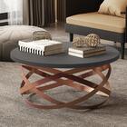 Mesa De Centro Redonda Ônix Com Pés De Ferro Bronze Jb 8045 -
