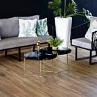 Mesa De Centro Redonda Preta Apoio Lateral Sofá