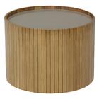 Mesa De Centro Redonda Tampo Vidro Glow Madeira Nacc