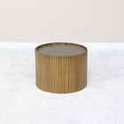 Mesa De Centro Redonda Tampo Vidro Glow Madeira Nacc