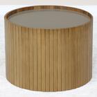 Mesa De Centro Redonda Tampo Vidro Glow Madeira Nacc