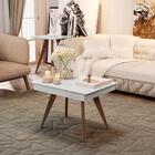 Mesa De Centro Regina Branco Pés Em Eucalipto