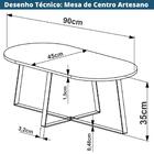 Mesa de Centro Retangular Artesano 90 cm (largura) em MDP Pre