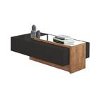 Mesa De Centro Retangular Com Espelho Preto E Amêndoa