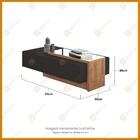 Mesa De Centro Retangular Com Espelho Preto E Amêndoa