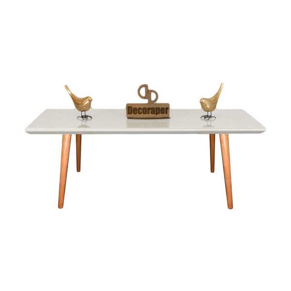 Mesa De Centro Retangular Com Vidro 120x60 - Branca - Amadeir