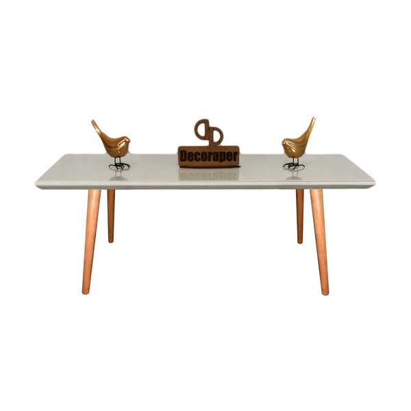 Mesa De Centro Retangular Com Vidro 120x60 - Off White - Amad