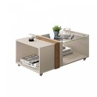 Mesa De Centro Retangular Com Vidro E Rodízios Núbia  Off Whi