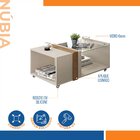 Mesa De Centro Retangular Com Vidro E Rodízios Núbia  Off Whi