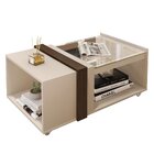 Mesa De Centro Retangular Com Vidro França Off White /nogueir