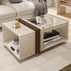 Mesa De Centro Retangular Com Vidro França Off White /nogueir