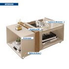 Mesa De Centro Retangular Com Vidro França Off White/lamina M