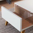 Mesa De Centro Retangular Com Vidro Pés Madeira Maciça Noronh