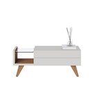 Mesa De Centro Retangular Com Vidro Pés Madeira Maciça Noronh