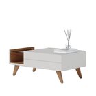 Mesa De Centro Retangular Com Vidro Pés Madeira Maciça Noronh