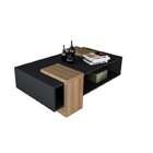 Mesa De Centro Retangular Cristal Yescasa Preto/castanho