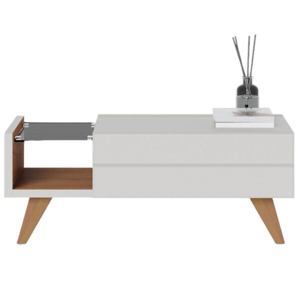 Mesa De Centro Retangular Luca Off White Matte Freijó