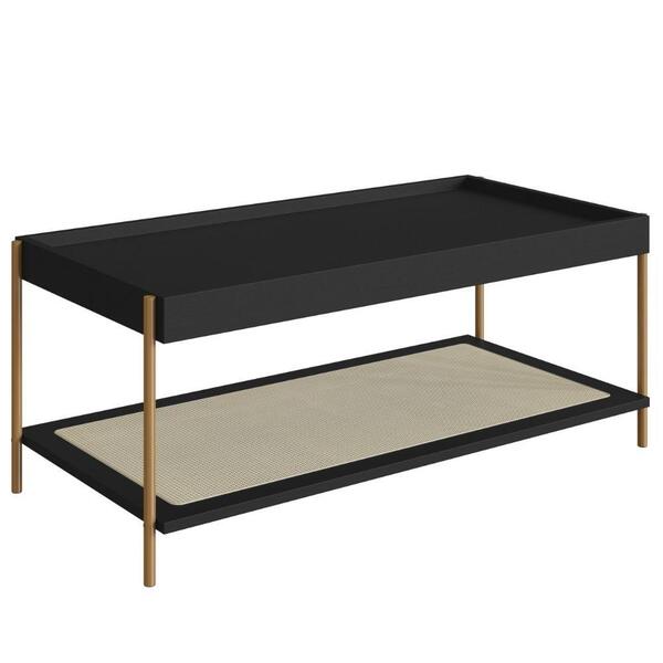 Mesa De Centro Retangular Oslo Artesano 93 Cm (larg) Mdp Nero