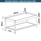 Mesa De Centro Retangular Oslo Artesano 93 Cm (largura) Mdp N