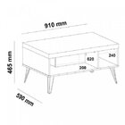 Mesa De Centro Retangular Pés Metálicos Retrô Liberty Carvalho