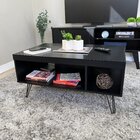 Mesa De Centro Retangular Pés Metálicos Retrô Liberty Preto