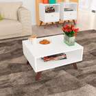 Mesa De Centro Retangular Retrô Branca Gelo 60 Cm