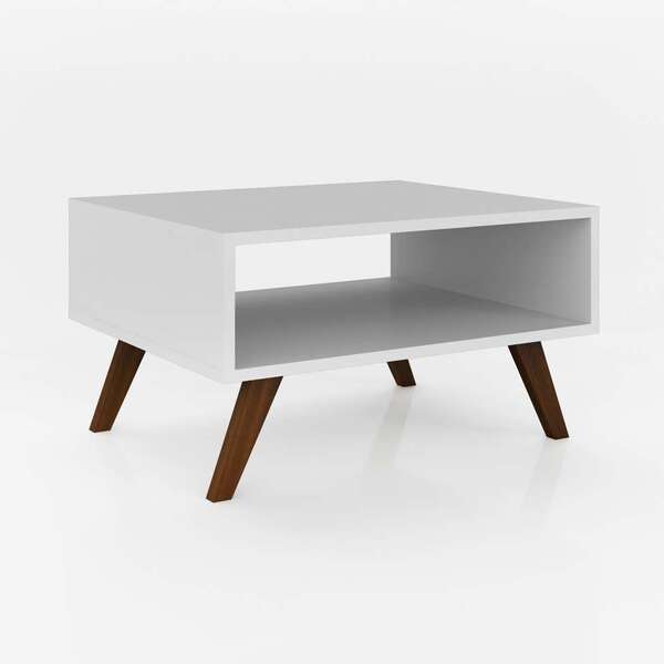 Mesa De Centro Retangular Retrô Branca Gelo 60 Cm