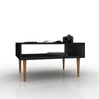 Mesa De Centro Retangular Retrô Com Nicho Estação  Preto/made