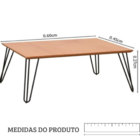 Mesa De Centro Retangular Tampo Laminado Pés Em Aço –amendoa