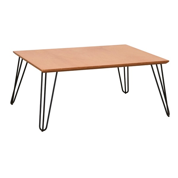 Mesa De Centro Retangular Tampo Laminado Pés Em Aço –amendoa