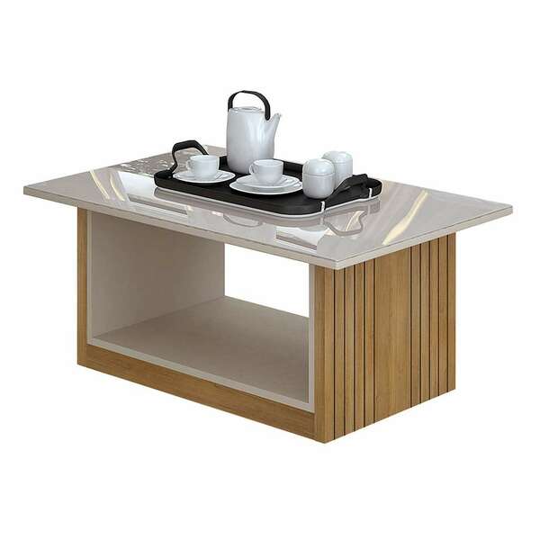 Mesa De Centro Retangular Veneza Cinamomo E Off White