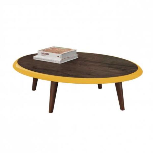 Mesa de Centro Retrô Aura JCM Movelaria Cacau/Amarelo