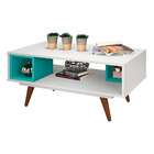 Mesa De Centro Retrô Branco E Turquesa