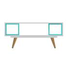 Mesa De Centro Retrô Branco E Turquesa