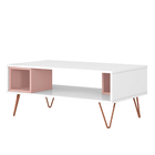 Mesa De Centro Retrô Metal Dallas Branca/rose Ac