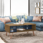 Mesa De Centro Retrô Metal Dallas Freijo/azulnavy Ac