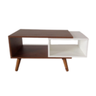 Mesa De Centro Retrô Pescara Amadeirado Com Branco, Pés Palit