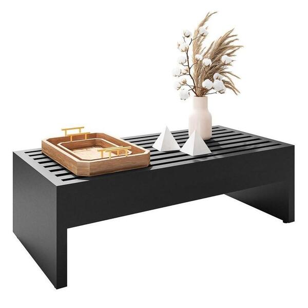 Mesa De Centro Ripada 75cm Slat H01 Preto