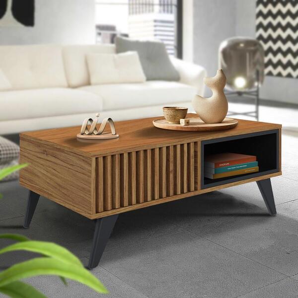 Mesa De Centro Ripada Noce Milano Preto Fosco Fallen Shop Jm