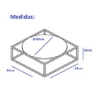 Mesa De Centro Sala 64x64x33cm Aço Preto E Madeira Industrial