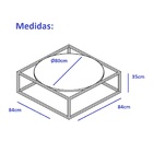 Mesa De Centro Sala 84x84x35cm Aço Branco E Madeira Industria