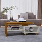 Mesa De Centro Sala Lima Com Pés De Madeira Maciça