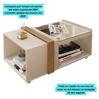 Mesa De Centro Sala Tampo Vidro Detalhes Moderno Rodízios Off