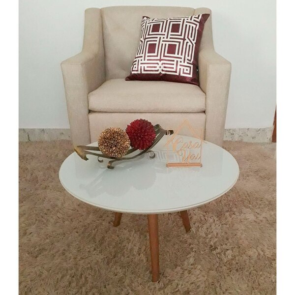 Mesa De Centro Tampo Com Vidro 35x60cm Pés Palito Casa Uai Of