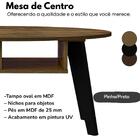 Mesa De Centro Tampo Oval 2 Nichos 100 Cm Arly