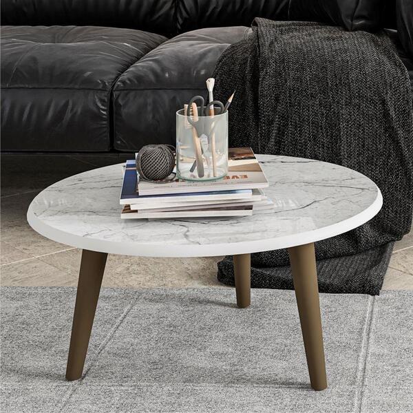 Mesa De Centro Tocantins Efeito Marmorato Carrara