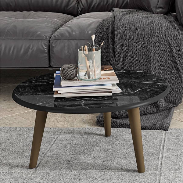 Mesa De Centro Tocantins Efeito Marmorato Nero